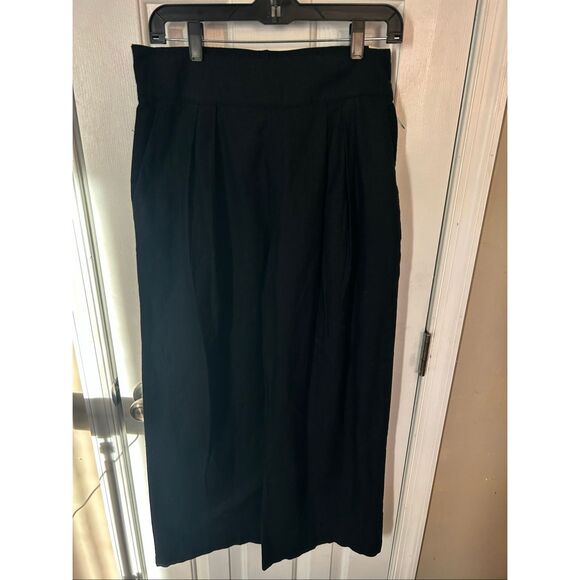 Abercrombie & Fitch black sz M linen wide leg pants w stretchy back linen & cott - Picture 1 of 7